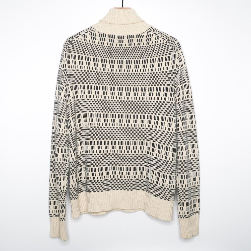 H&M Label of Graded Goods Mens Sweater Large Cream‎ Teal Stripes Holiday - Picture 2 of 8